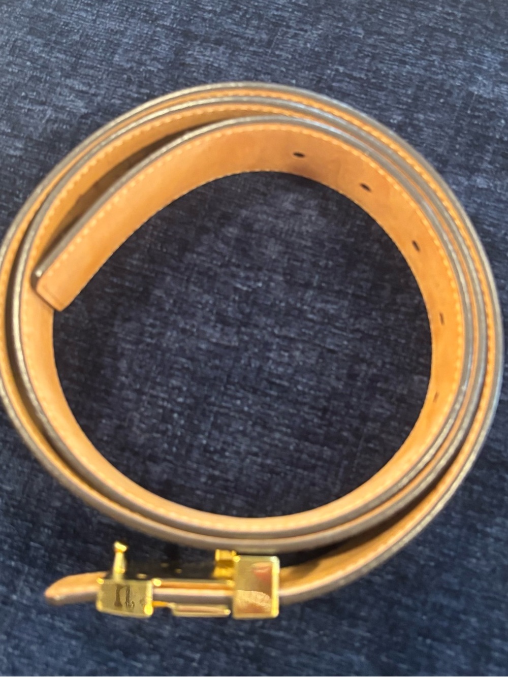 Louis Vuitton Brown Monogram Belt with Gold LV Buckle - Picture 2 of 13